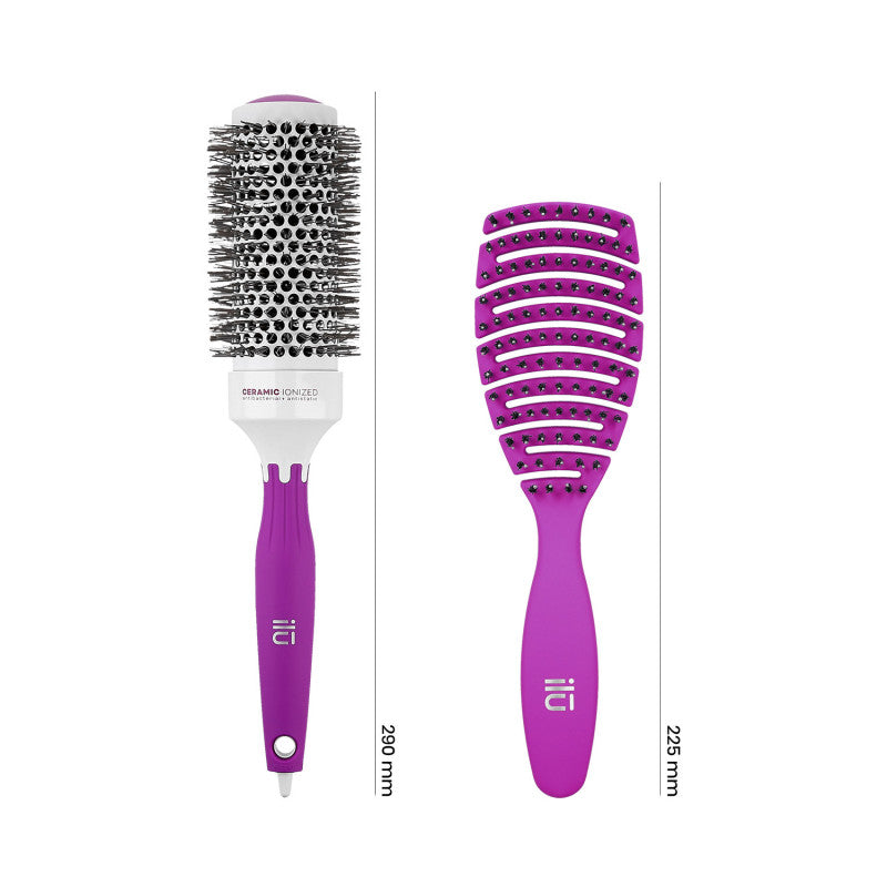 ilū Lila 2 Teilig Haarbürsten Set, Entwirr und Styling Haarbürste Rund Ø 43 mm #2