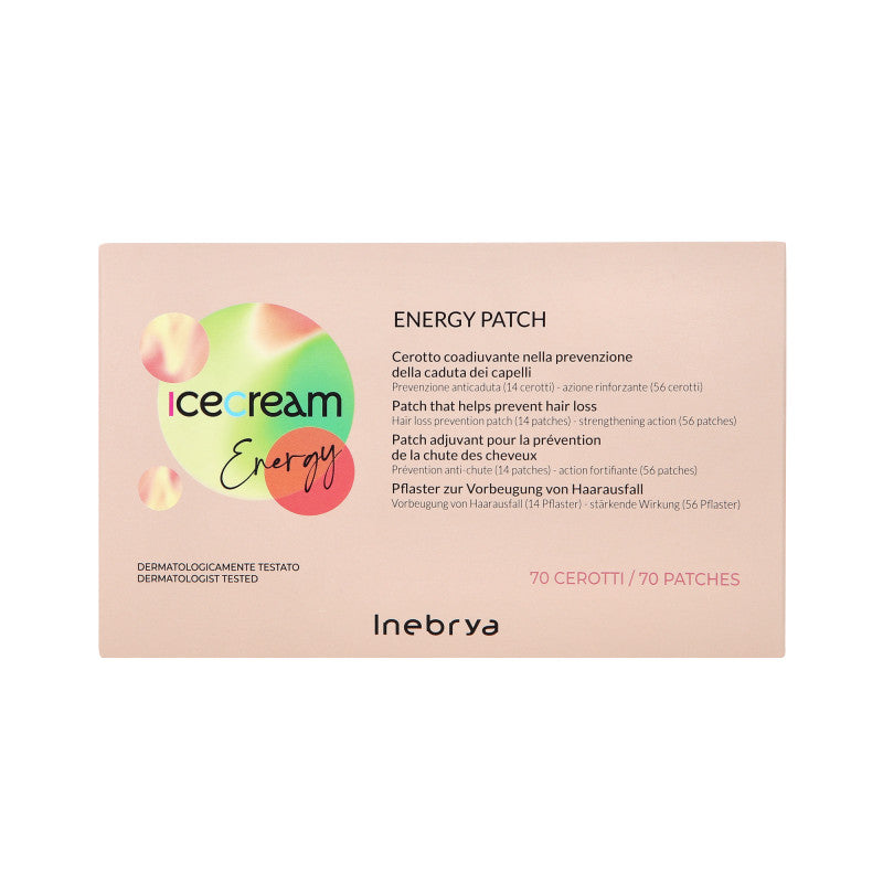 Cerotti energetici per il cuoio capelluto, impermeabili, anticaduta, 70 pezzi, INEBRYA ICE CREAM ENERGY PATCH