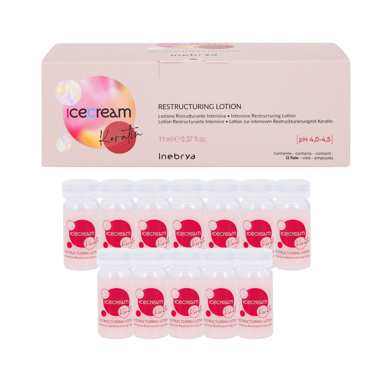 INEBRYA ICE CREAM KERATIN Regenerační vlasové ampule s keratinem 12x11ml