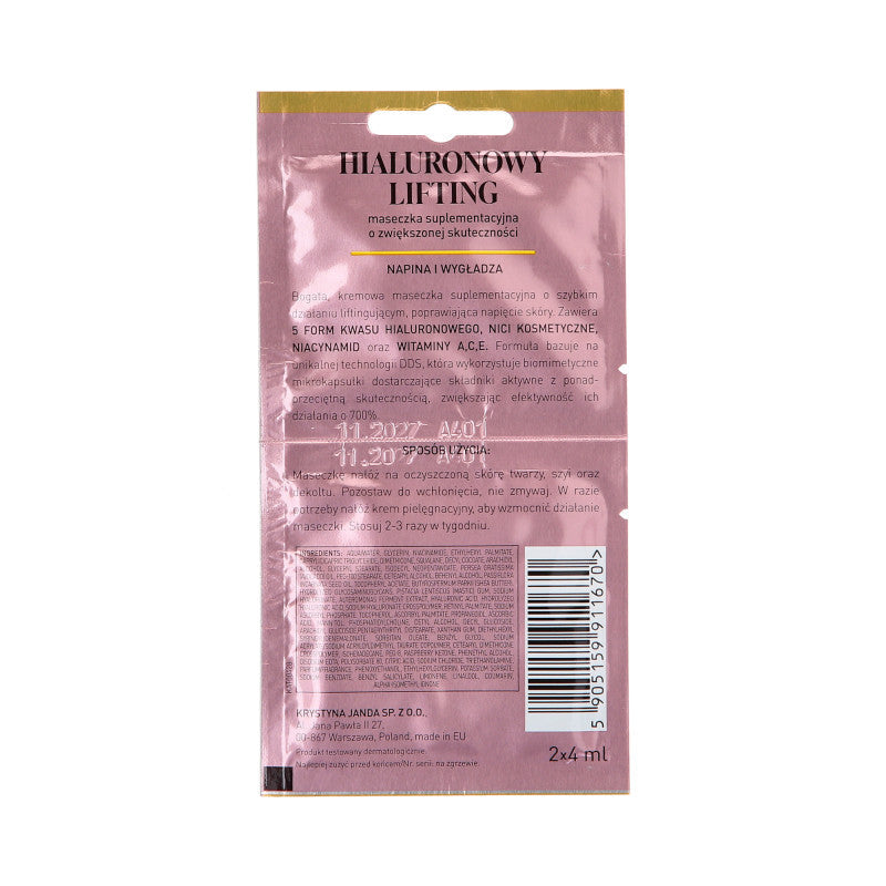 JANDA HYALURONIC LIFTING Straffende und straffende Gesichtsmaske 2 x 4 ml #2