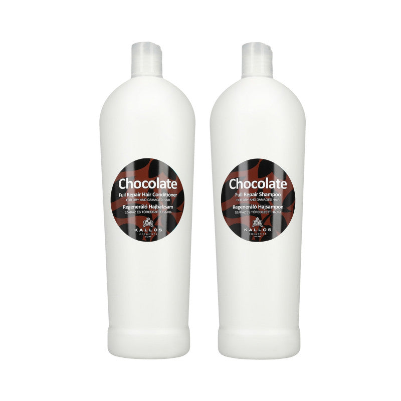 KALLOS CHOCOLATE Coffret chocolat shampoing 1000 ml + après-shampooing 1000 ml