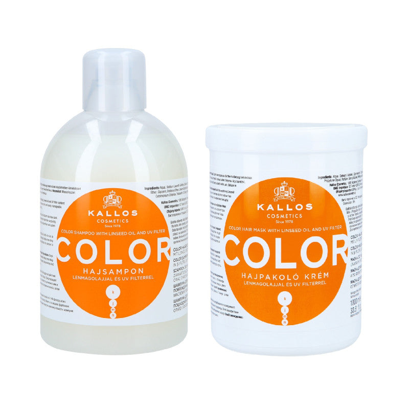 KALLOS KJMN Coffret Color pour cheveux colorés shampoing 1000 ml + masque 1000 ml
