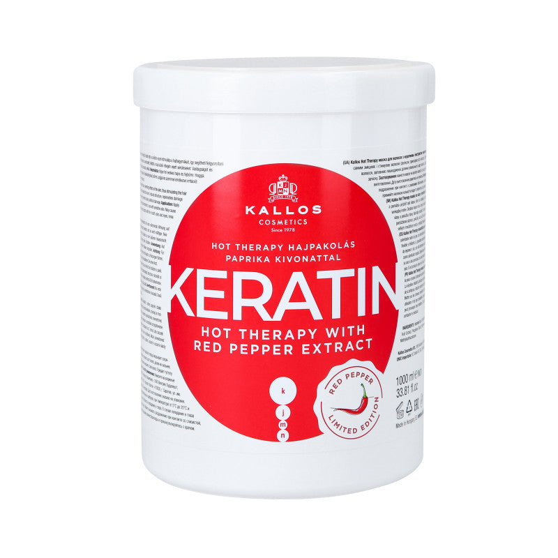 KALLOS KJMN KERATIN HOT THERAPY Maska na vlasy s keratinem a extraktem z feferonky 1000 ml