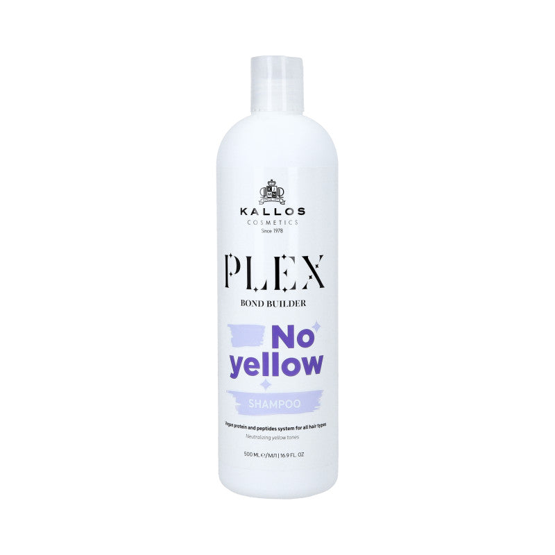 KALLOS PLEX NO YELLOW Shampoo viola per capelli biondi con un complesso di proteine ​​vegetali e peptidi 500 ml