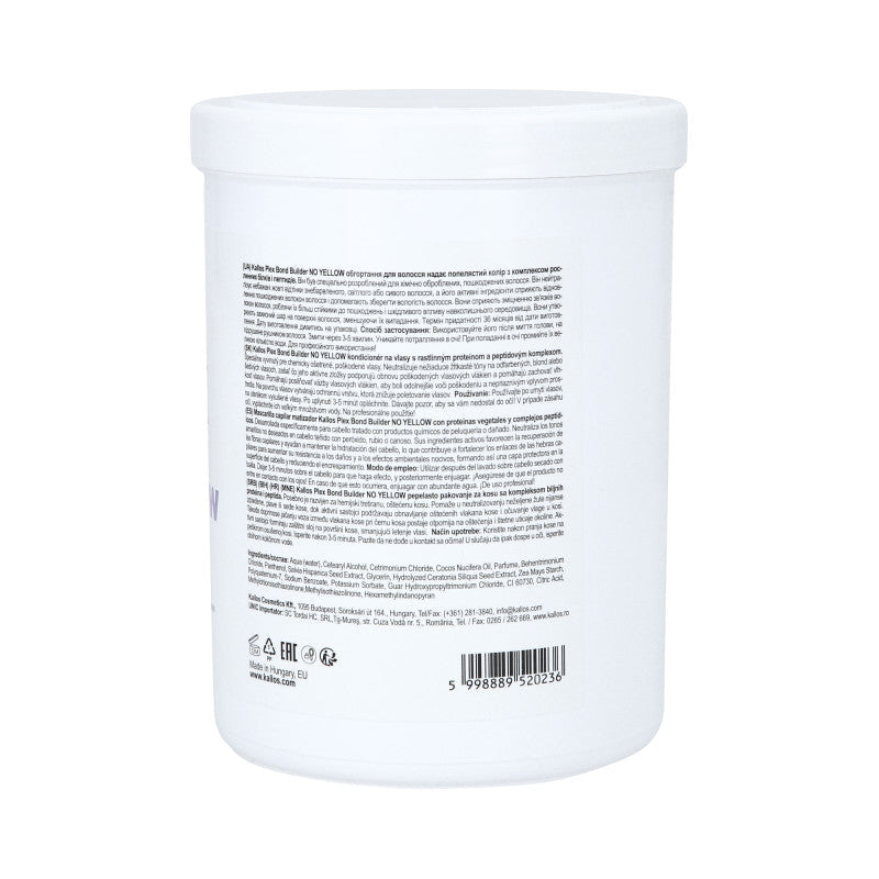 KALLOS PLEX NO YELLOW Maska na blond vlasy s komplexem rostlinných proteinů a peptidů 1000 ml #2