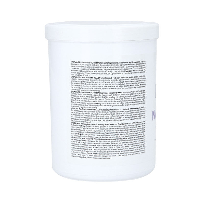 KALLOS PLEX NO YELLOW Maska do włosów blond z kompleksem protein roślinnych i peptydów 1000 ml #3