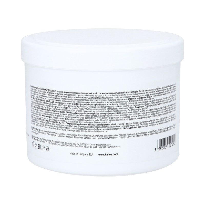 KALLOS PLEX NO YELLOW Maska na blond vlasy s komplexem rostlinných proteinů a peptidů 500 ml #2