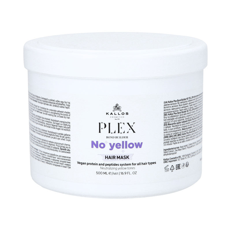 KALLOS PLEX NO YELLOW Maska na blond vlasy s komplexem rostlinných proteinů a peptidů 500 ml