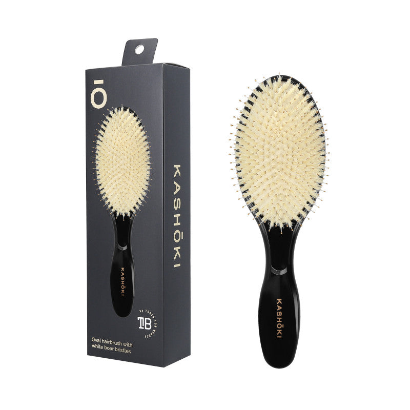 KASHŌKI Smooth White Detangler Velký kartáč s bílými kančími štětinami, oválný #5