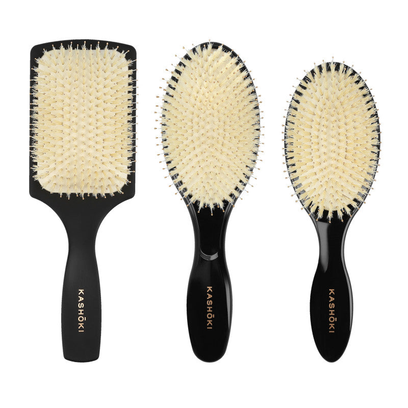 KASHŌKI Smooth White Detangler Sada 3 štětců s bílými kančími štětinami