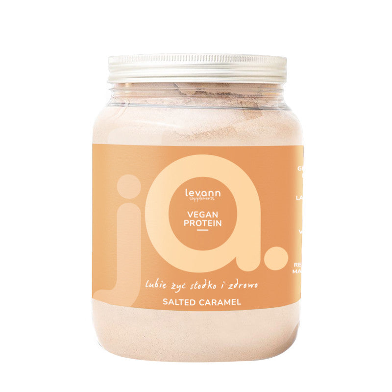 LEVANN “jA” VEGAN PROTEIN Wegańskie proteinowe białko o smaku słonego karmelu – proszek 500g