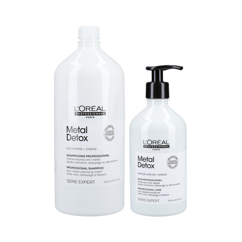 L’OREAL PROFESSIONNEL METAL DETOX Zestaw do włosów farbowanych Szampon 1500 ml + Odżywka 500 ml