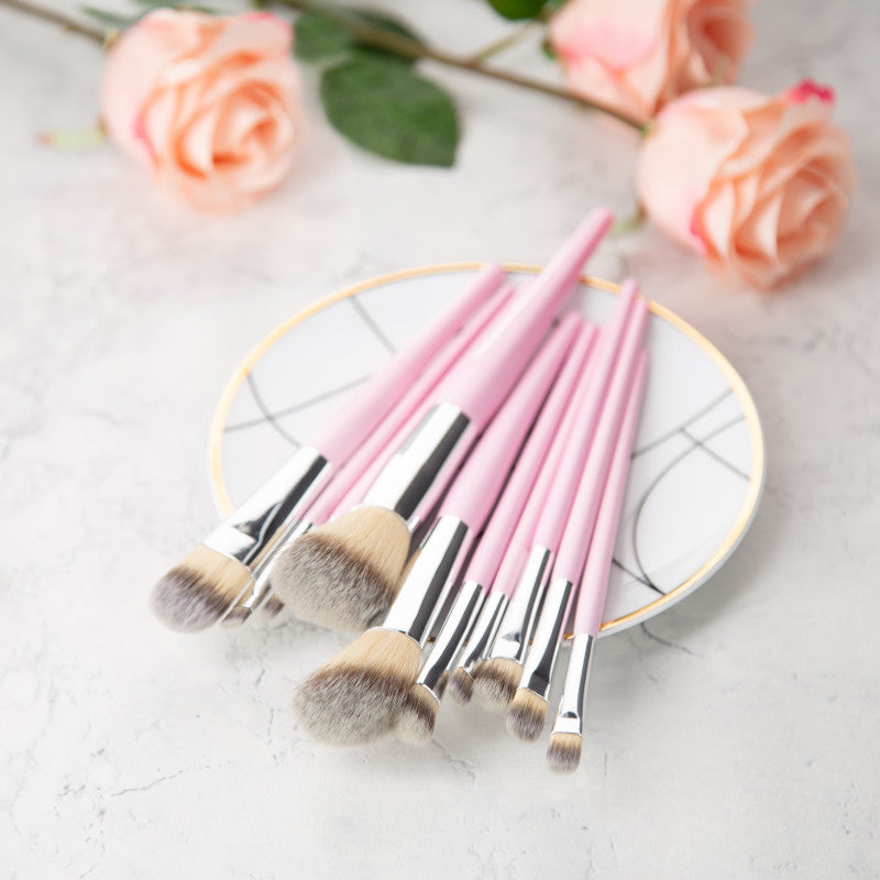 MIMO Set Pennelli Makeup Viso 10 Pezzi, Rosa #2