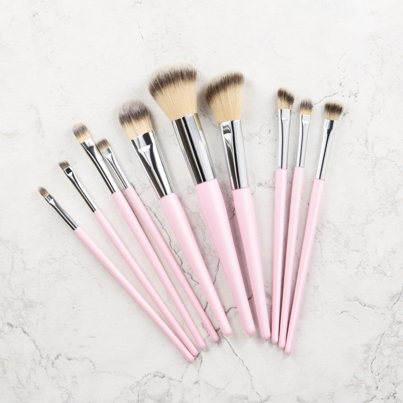 MIMO Set Pennelli Makeup Viso 10 Pezzi, Rosa #4