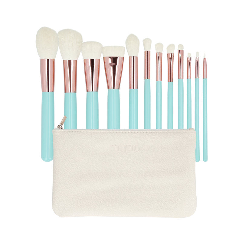 MIMO 12 stck Makeup Pinsel-Set mit Etui, Turkis #4