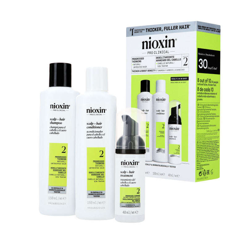 NIOXIN PRO CLINICAL 2 Tříkroková sada péče pro přirozené a viditelné řídnutí vlasů 2 x 150 ml + 50 ml