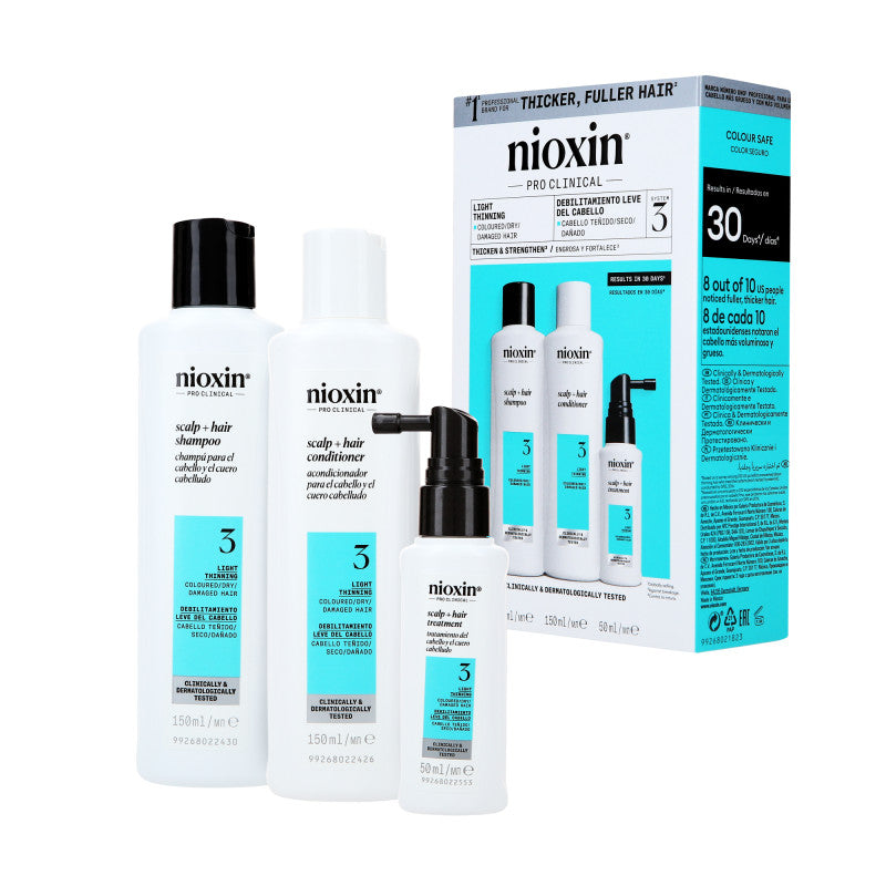 NIOXIN PRO CLINICAL 3 Coffret trois étapes pour cheveux colorés et légèrement clairsemés 2 x 150 ml + 50 ml