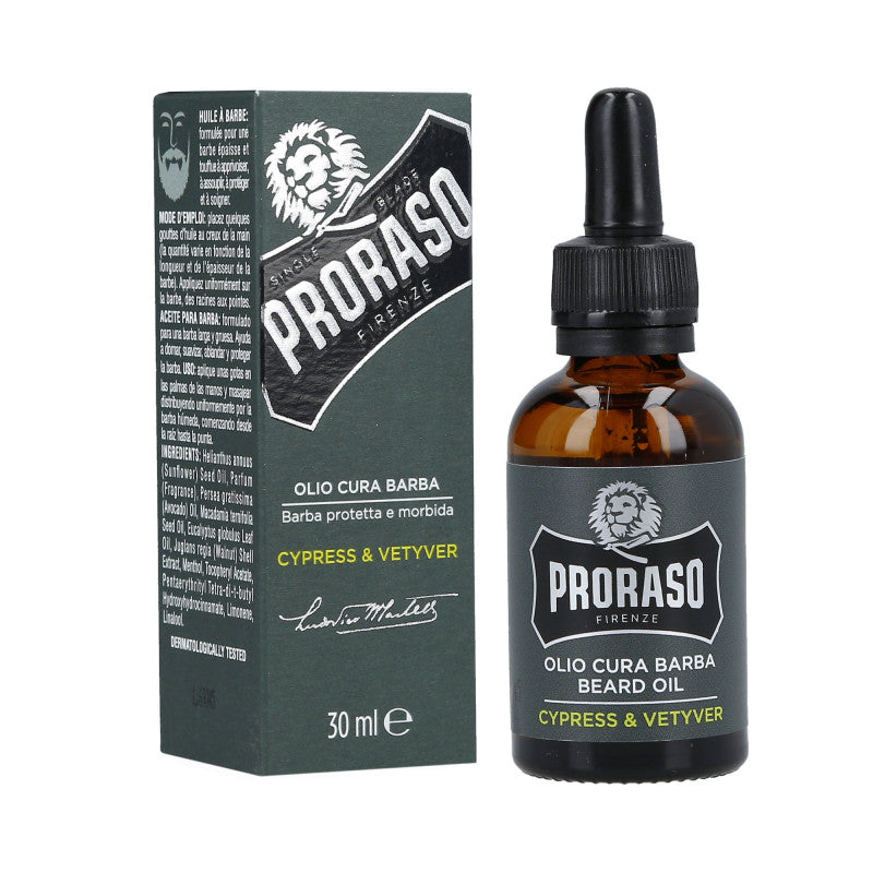 PRORASO SINGLE BLADE Cypress&Vetyver olej na vousy 30ml
