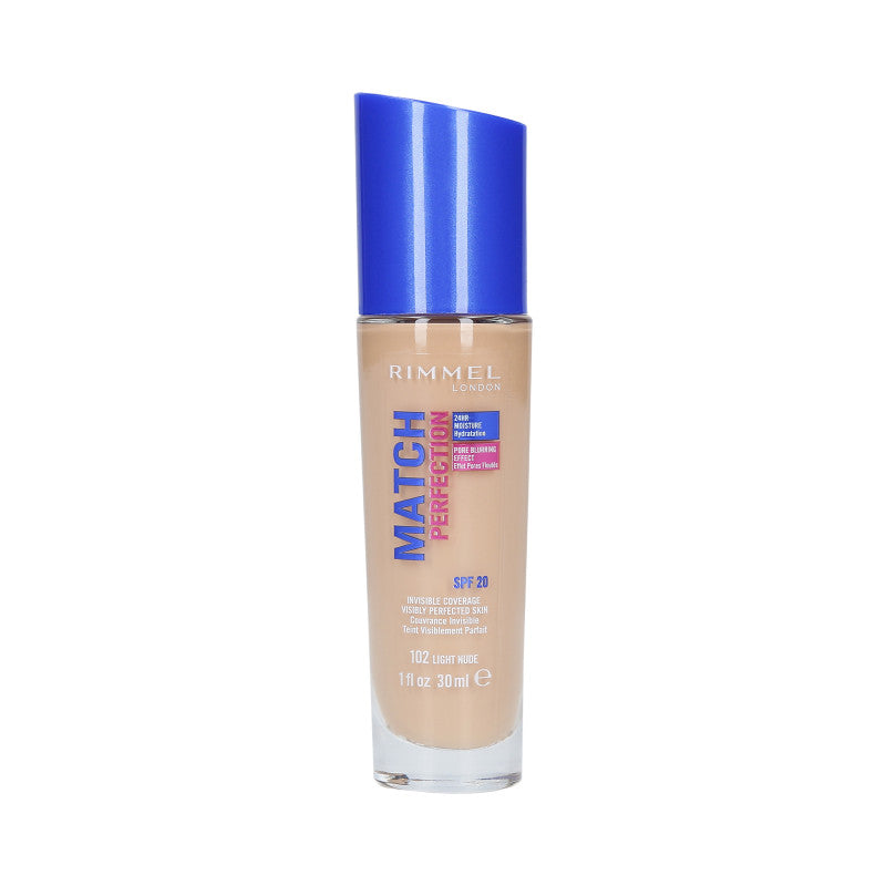 RIMMEL MATCH PERFECTION Podkład kryjący SPF20 102 Light Nude 30 ml