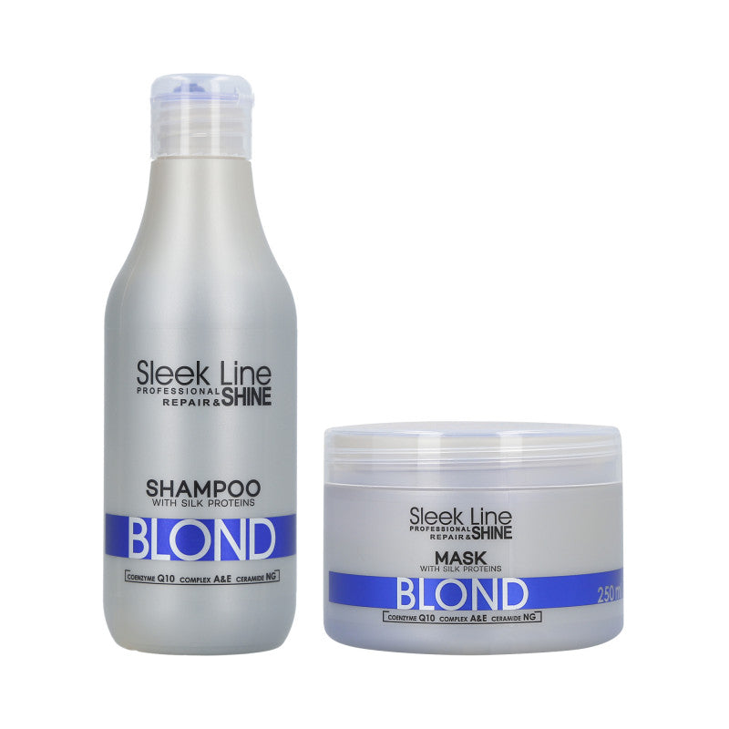 Stapiz Sleek Line Blond Set Maschera 250 ml + Shampoo 300 ml per capelli biondi e grigi 